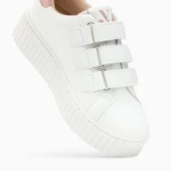 Vanessa Wu Baskets Eclair Mini Vicky Blanc Et Vieux Rose A Scratchs New