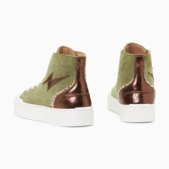 Vanessa Wu Baskets Eclair Mucella Montantes Kaki Et Bronze Outlet