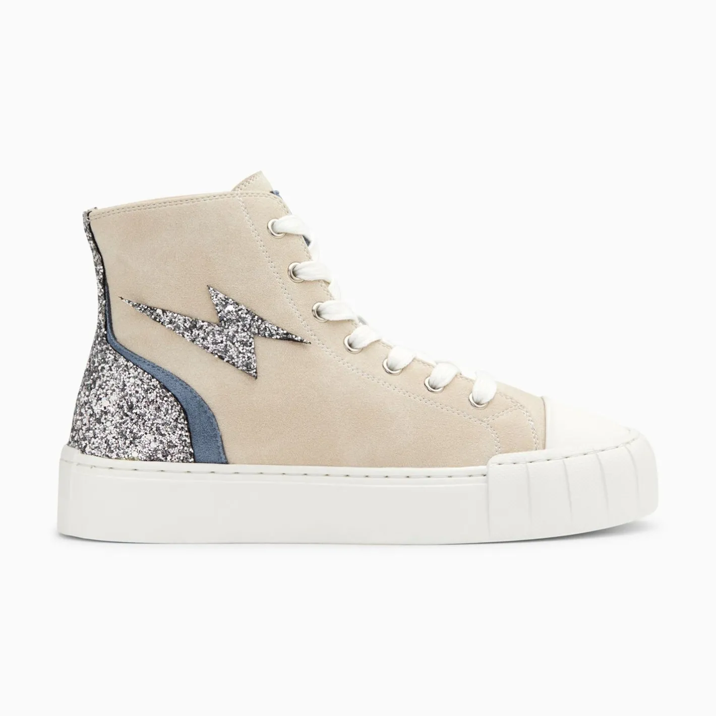 Vanessa Wu Baskets Eclair Mucella Montantes Beige Et Argent Glitter Outlet