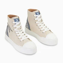 Vanessa Wu Baskets Eclair Mucella Montantes Beige Et Argent Glitter Outlet