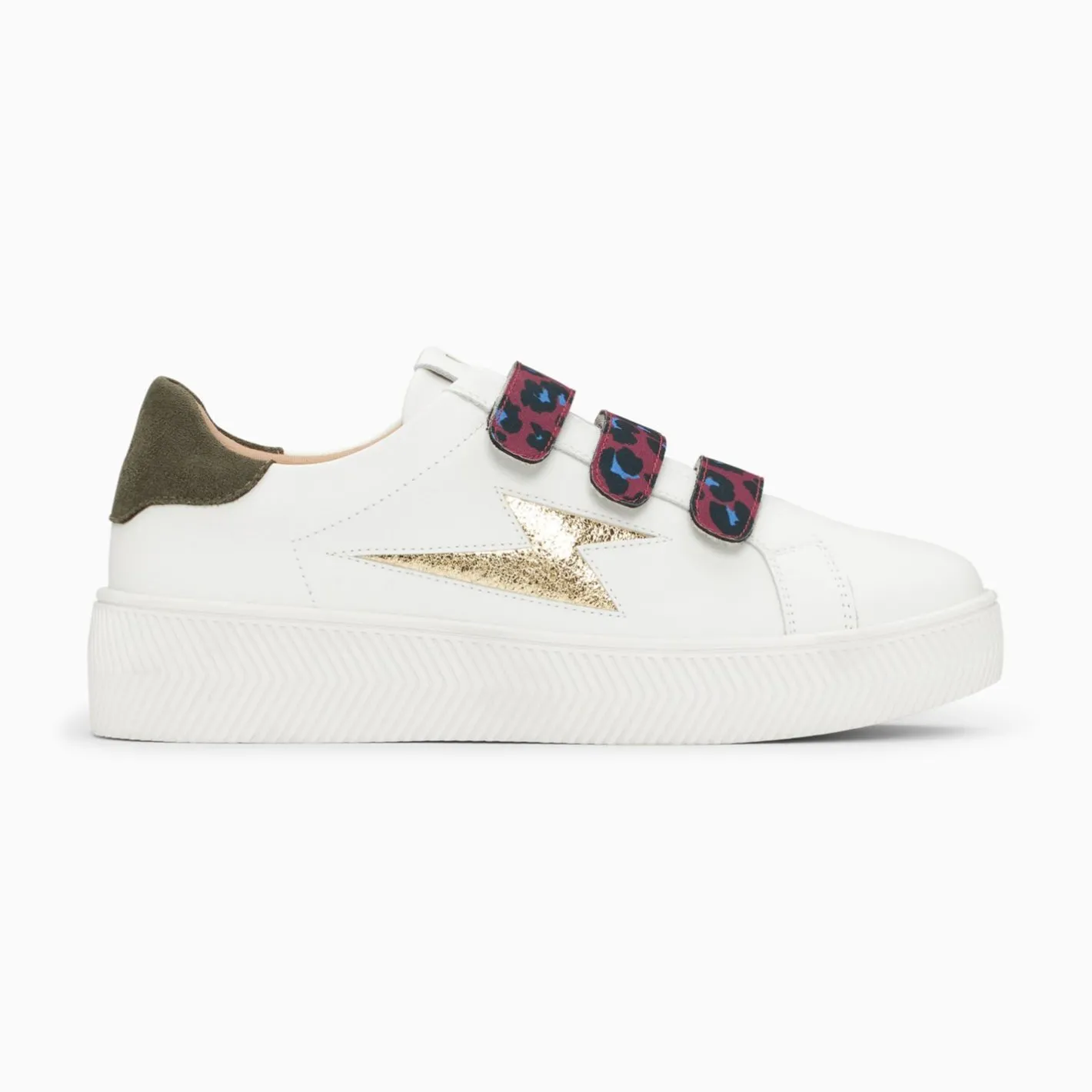 Vanessa Wu Baskets Eclair Noura Blanc Et Or A Scratchs Leopard Clearance
