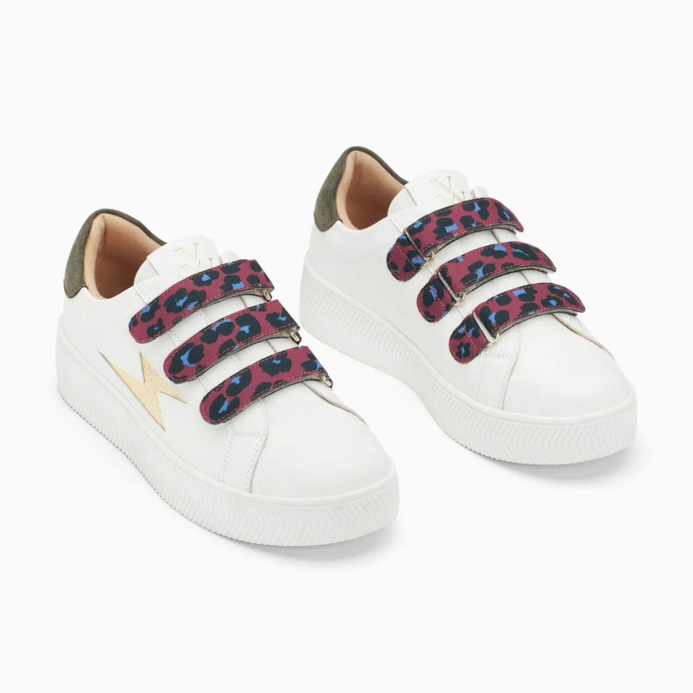 Vanessa Wu Baskets Eclair Noura Blanc Et Or A Scratchs Leopard Clearance