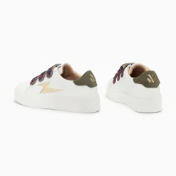 Vanessa Wu Baskets Eclair Noura Blanc Et Or A Scratchs Leopard Clearance