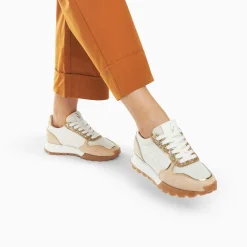 Vanessa Wu Baskets Eclair Paola Beige Et Or A Semelle Running Discount