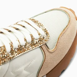 Vanessa Wu Baskets Eclair Paola Beige Et Or A Semelle Running Discount