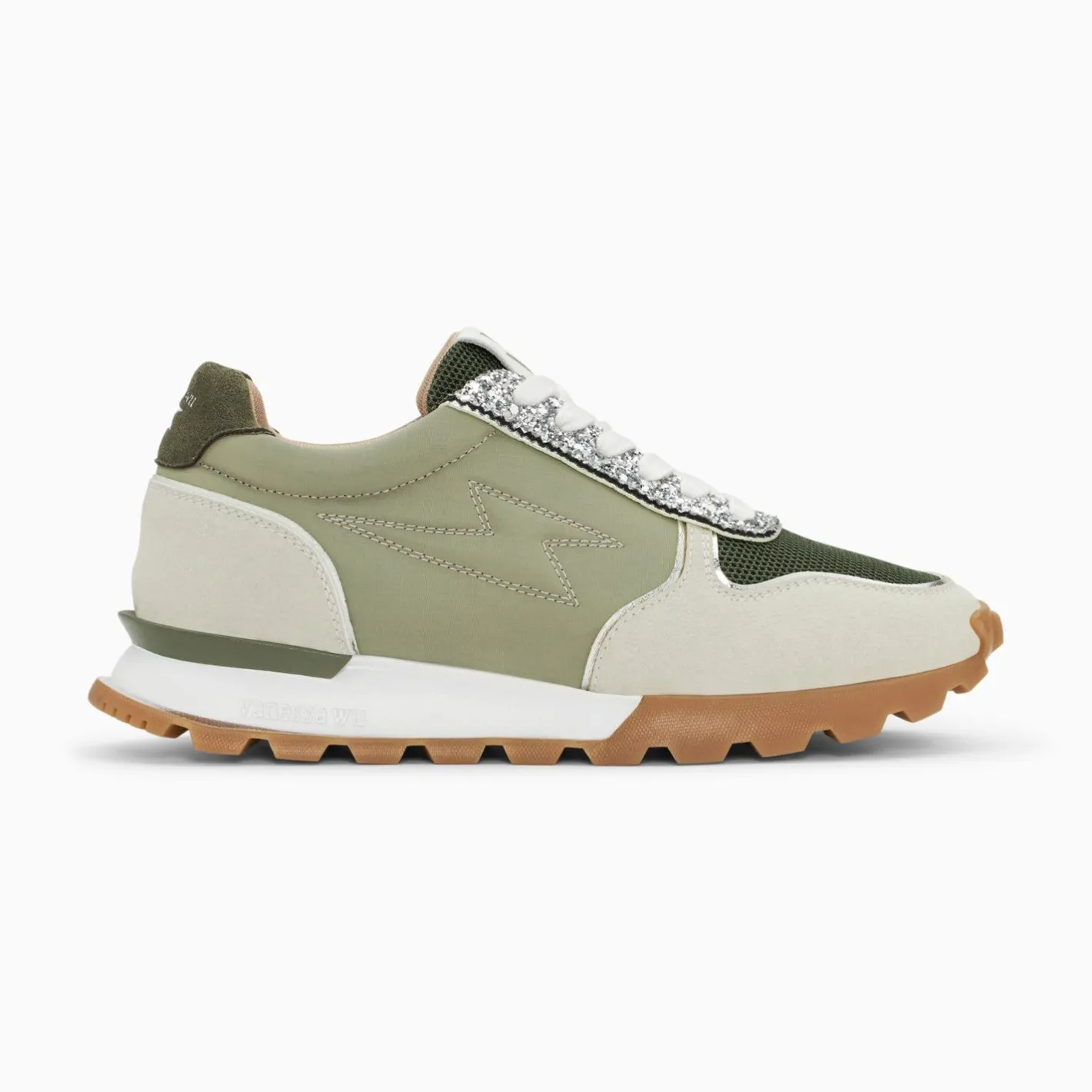 Vanessa Wu Baskets Eclair Paola Kaki Et Argent A Semelle Running