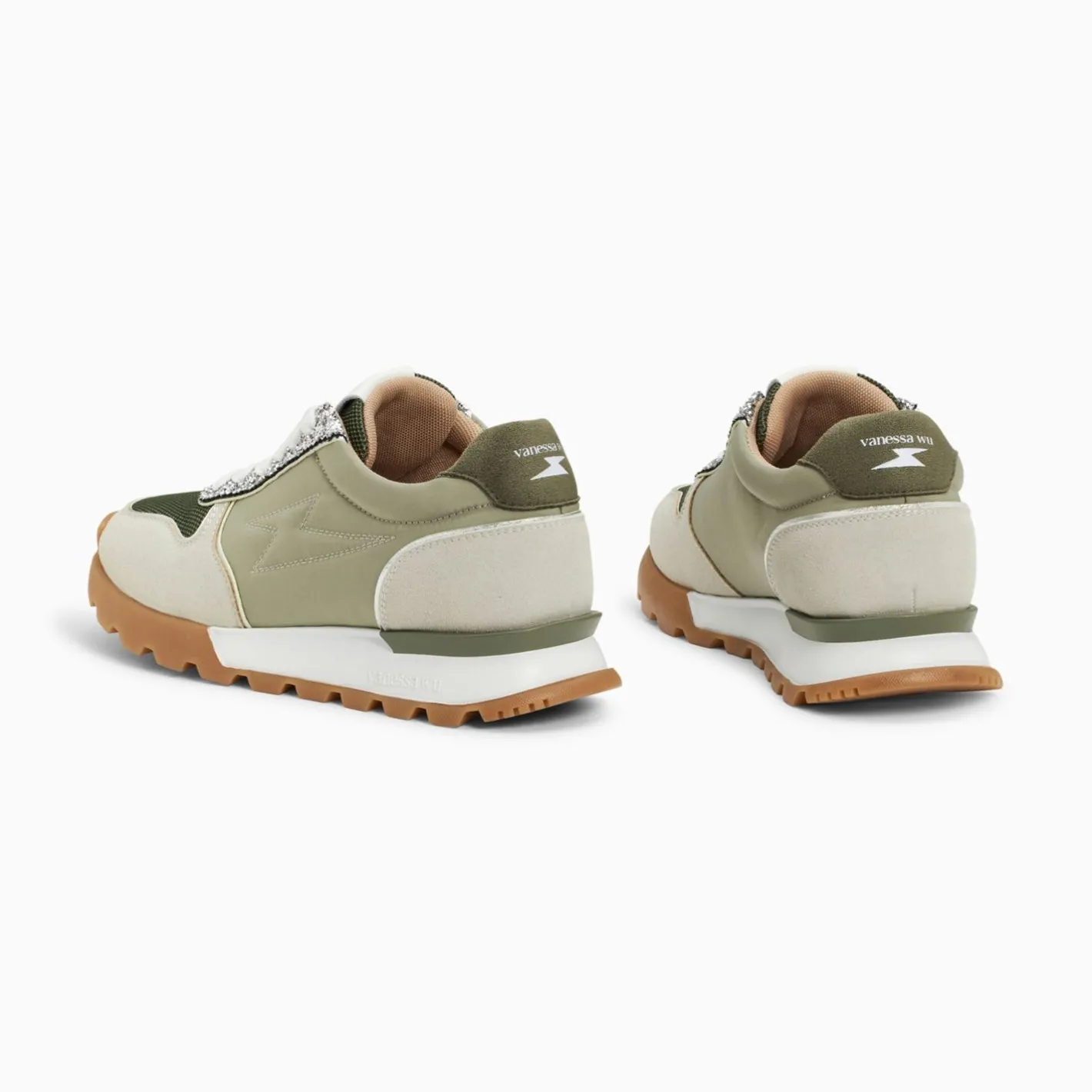 Vanessa Wu Baskets Eclair Paola Kaki Et Argent A Semelle Running
