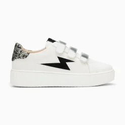 Vanessa Wu Baskets Eclair Pomeline Blanc Et Noir A Scratchs Argent Hot