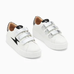 Vanessa Wu Baskets Eclair Pomeline Blanc Et Noir A Scratchs Argent Hot