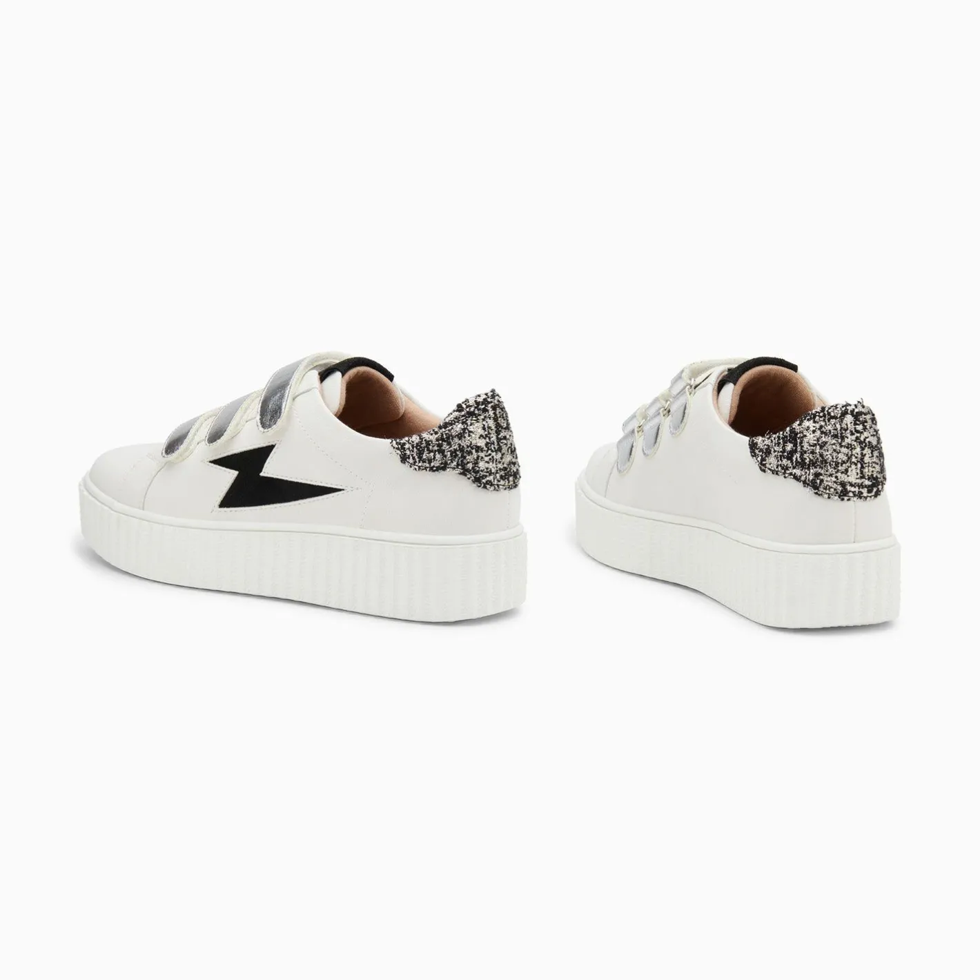 Vanessa Wu Baskets Eclair Pomeline Blanc Et Noir A Scratchs Argent Hot