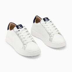 Vanessa Wu Baskets Eclair Romane Blanc Et Bleu A Lacets Best