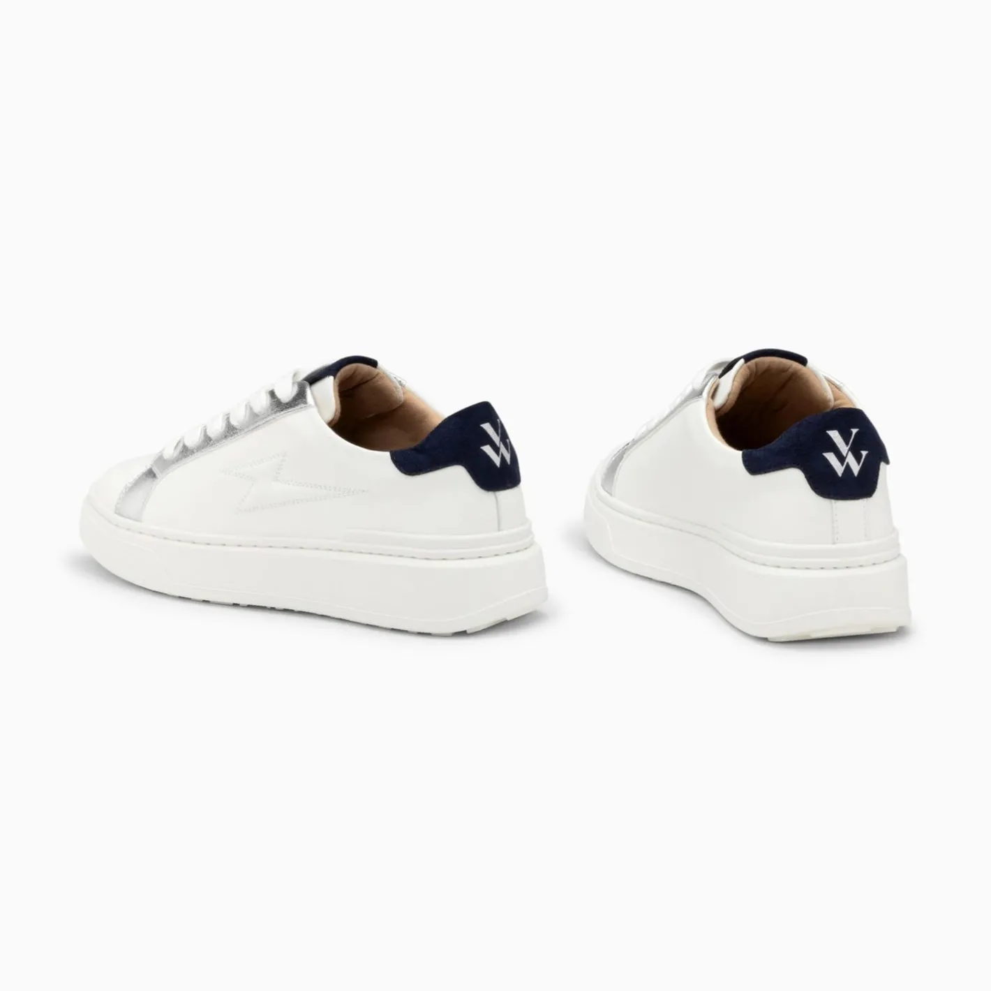 Vanessa Wu Baskets Eclair Romane Blanc Et Bleu A Lacets Best