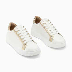 Vanessa Wu Baskets Eclair Romane Blanc Et Or A Lacets Sale