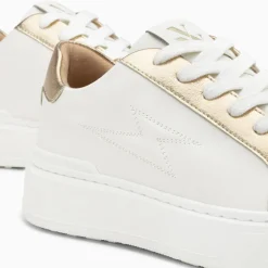 Vanessa Wu Baskets Eclair Romane Blanc Et Or A Lacets Sale
