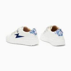 Vanessa Wu Baskets Eclair Salome Blanc Et Bleu A Scratchs Argent Sale