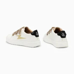 Vanessa Wu Baskets Eclair Salome Blanc Et Or A Scratchs Guepard Discount