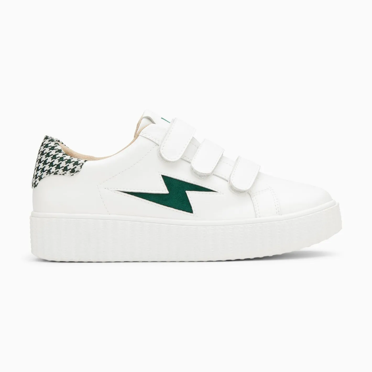 Vanessa Wu Baskets Eclair Sansa Blanc Et Vert Pied-De-Poule A Scratchs Discount