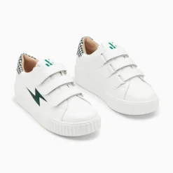 Vanessa Wu Baskets Eclair Sansa Blanc Et Vert Pied-De-Poule A Scratchs Discount