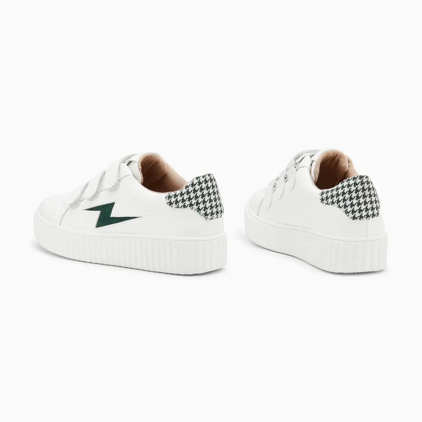 Vanessa Wu Baskets Eclair Sansa Blanc Et Vert Pied-De-Poule A Scratchs Discount