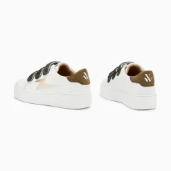 Vanessa Wu Baskets Eclair Thais Blanc Et Or A Scratchs Kaki
