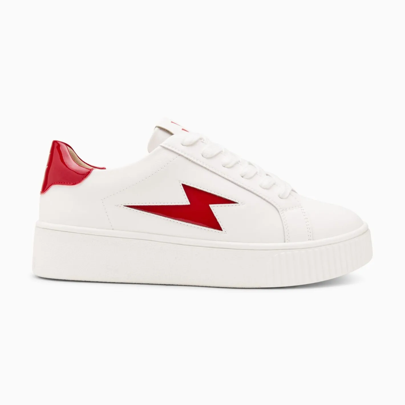 Vanessa Wu Baskets Eclair Tiff Blanc Et Rouge Verni A Lacets New