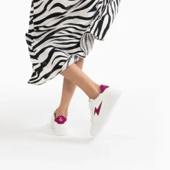 Vanessa Wu Baskets Eclair Tiff Blanc Et Magenta A Lacets Best