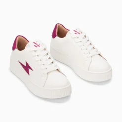 Vanessa Wu Baskets Eclair Tiff Blanc Et Magenta A Lacets Best