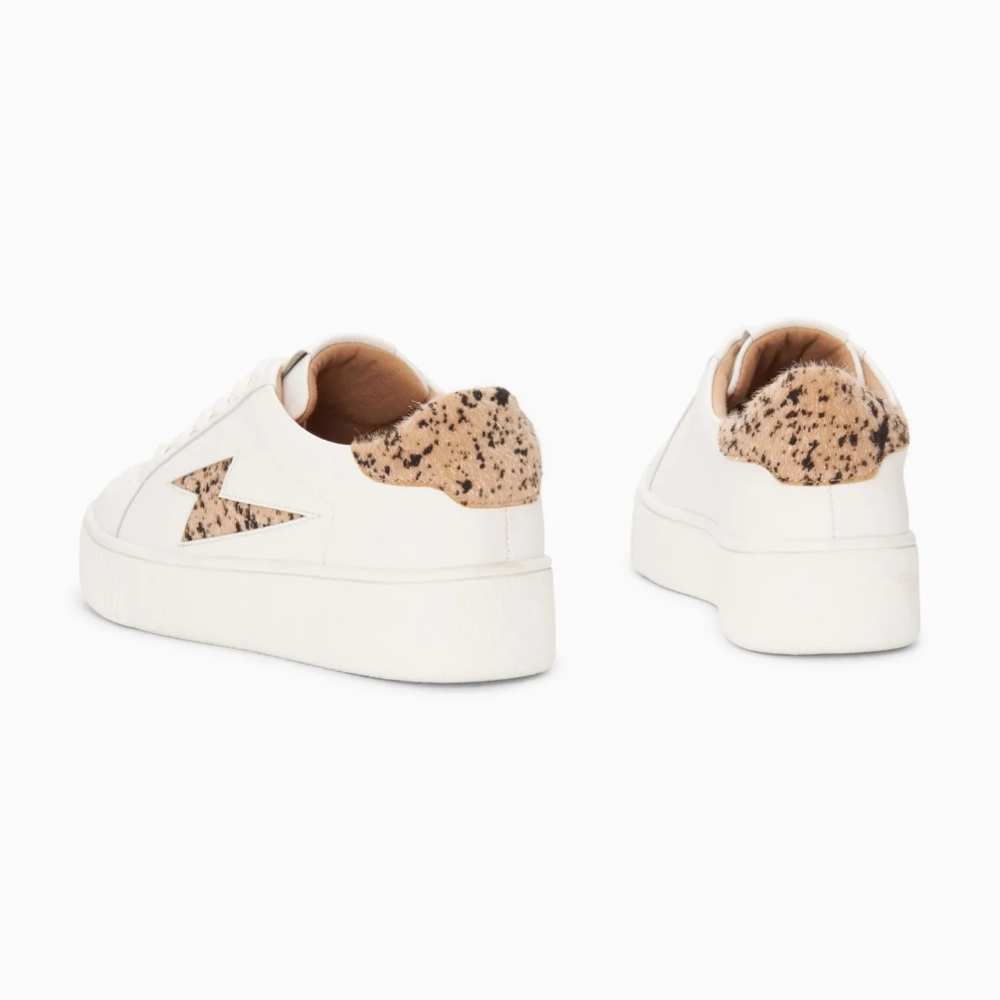Vanessa Wu Baskets Eclair Tiff Blanc Et Beige Imprime Guepard A Lacets Online