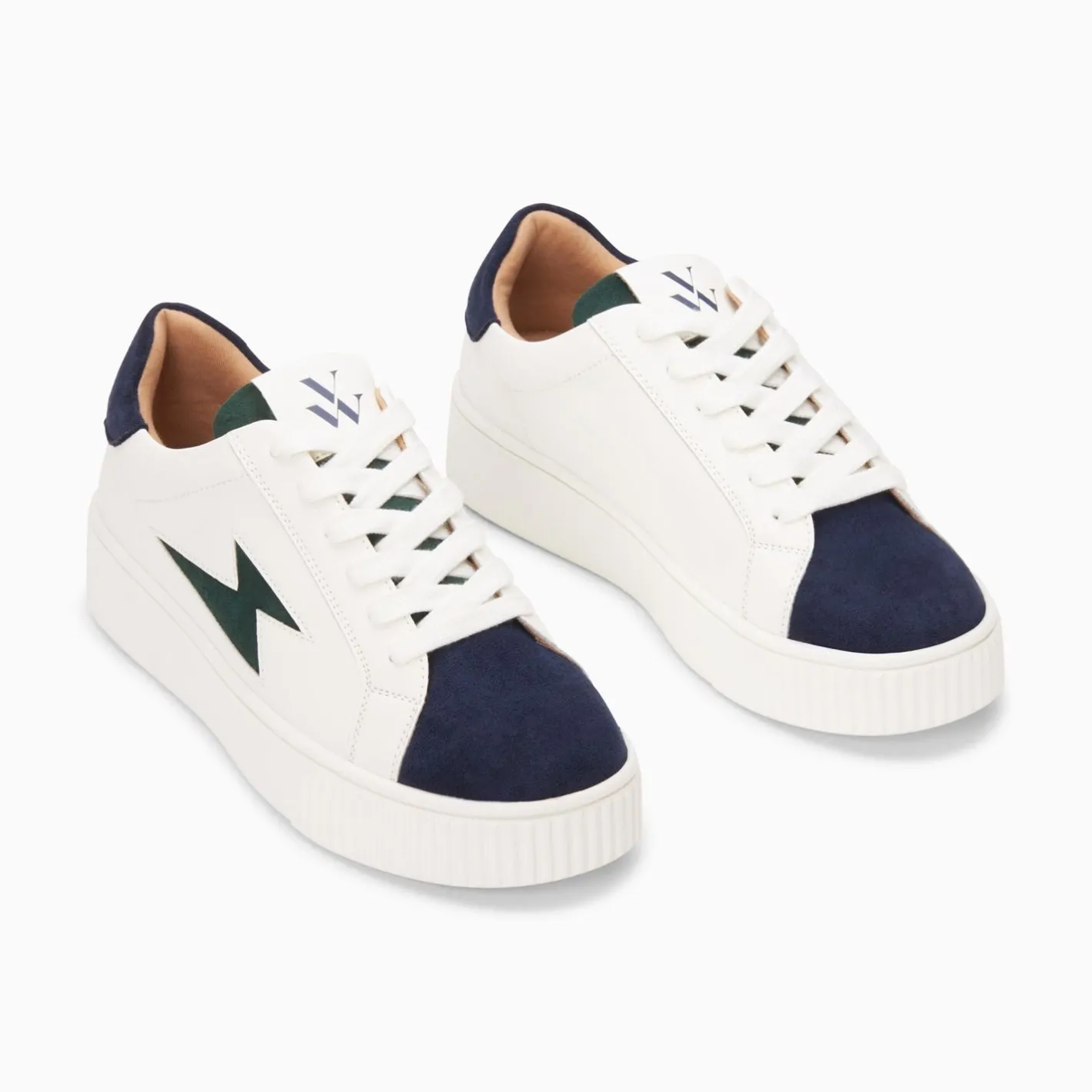 Vanessa Wu Baskets Eclair Tiff Bleu Marine Et Vert A Lacets Sale