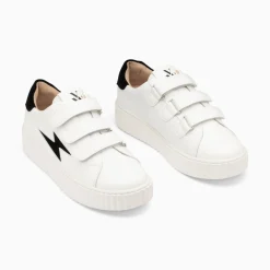 Vanessa Wu Baskets Eclair Vicky Blanc Et Noir A Scratchs Outlet