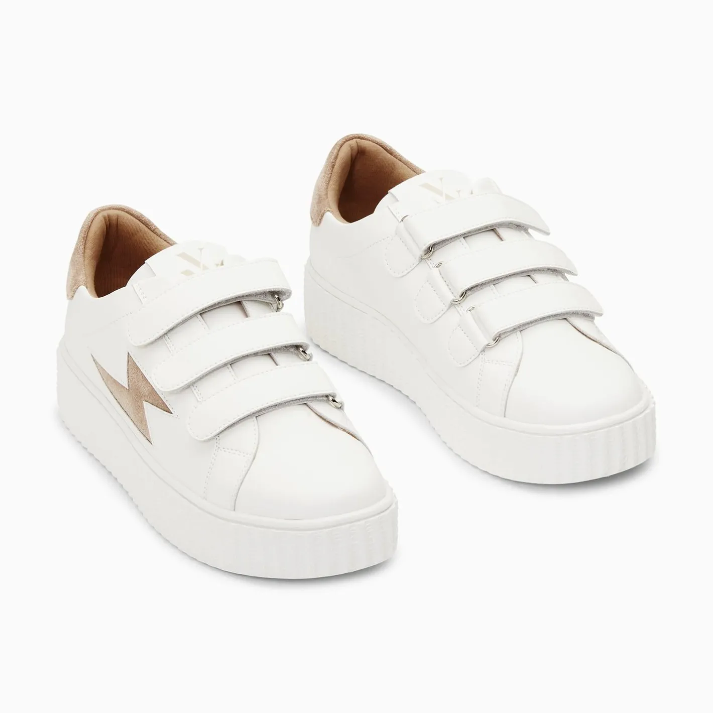 Vanessa Wu Baskets Eclair Vicky Blanc Et Beige A Scratchs Best