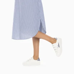 Vanessa Wu Baskets Eclair Willow Blanc Et Bleu Effet Miroir A Scratchs Sale