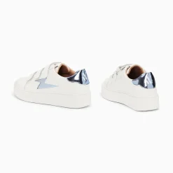 Vanessa Wu Baskets Eclair Willow Blanc Et Bleu Effet Miroir A Scratchs Sale