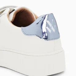 Vanessa Wu Baskets Eclair Willow Blanc Et Bleu Effet Miroir A Scratchs Sale