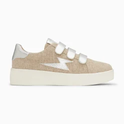 Vanessa Wu Baskets Eclair Wissem Beige Et Argent A Scratchs Discount