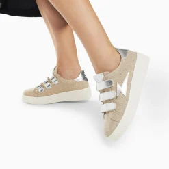 Vanessa Wu Baskets Eclair Wissem Beige Et Argent A Scratchs Discount