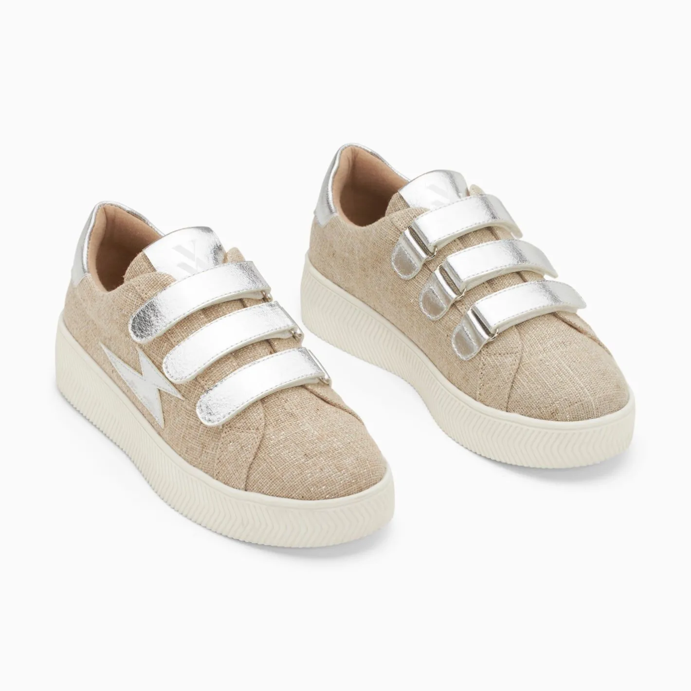 Vanessa Wu Baskets Eclair Wissem Beige Et Argent A Scratchs Discount