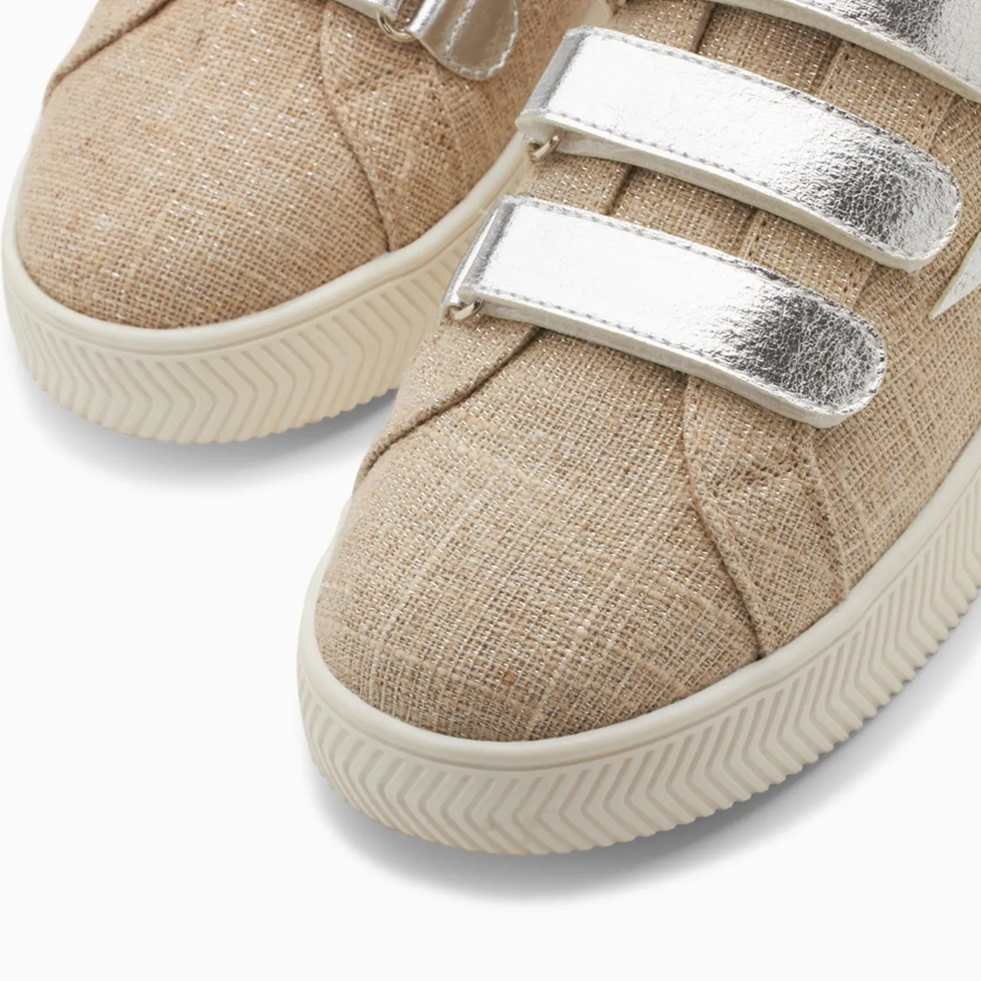 Vanessa Wu Baskets Eclair Wissem Beige Et Argent A Scratchs Discount
