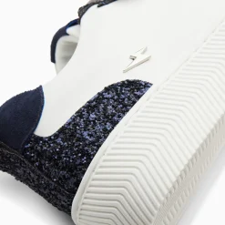 Vanessa Wu Baskets Eline Blanc Et Bleu Paillete A Scratchs Clearance