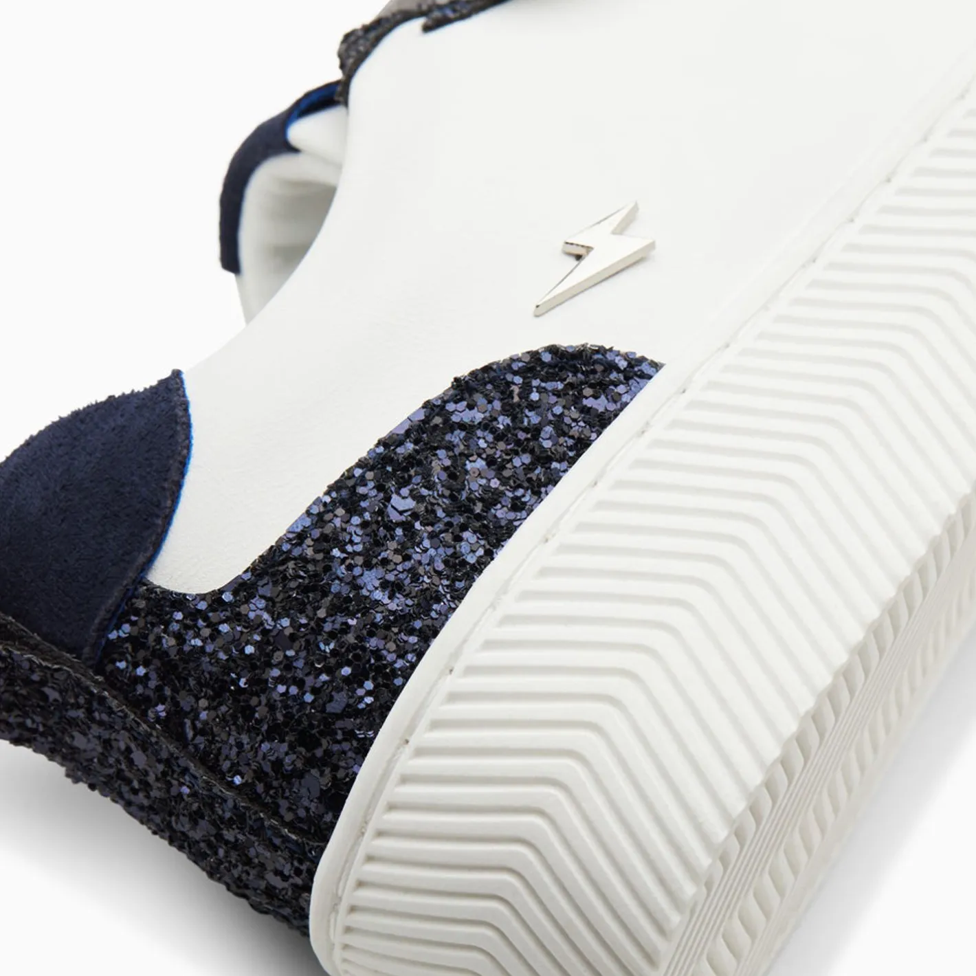 Vanessa Wu Baskets Eline Blanc Et Bleu Paillete A Scratchs Clearance