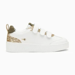 Vanessa Wu Baskets Eline Blanc Et Or Paillete A Scratchs Discount