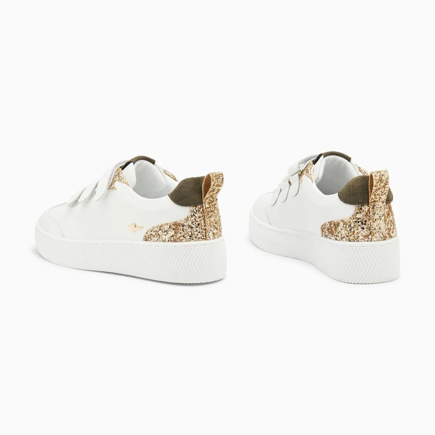 Vanessa Wu Baskets Eline Blanc Et Or Paillete A Scratchs Discount