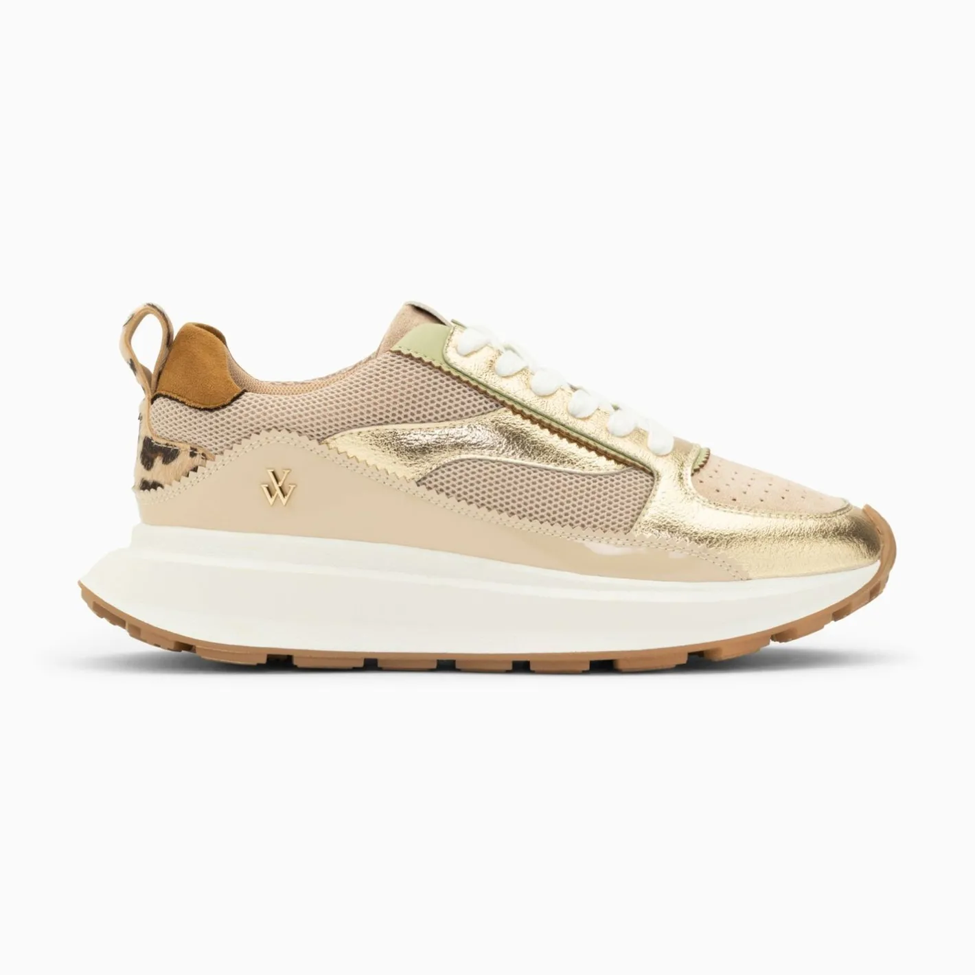 Vanessa Wu Baskets Emma Or Et Beige A Semelle Oversize Online