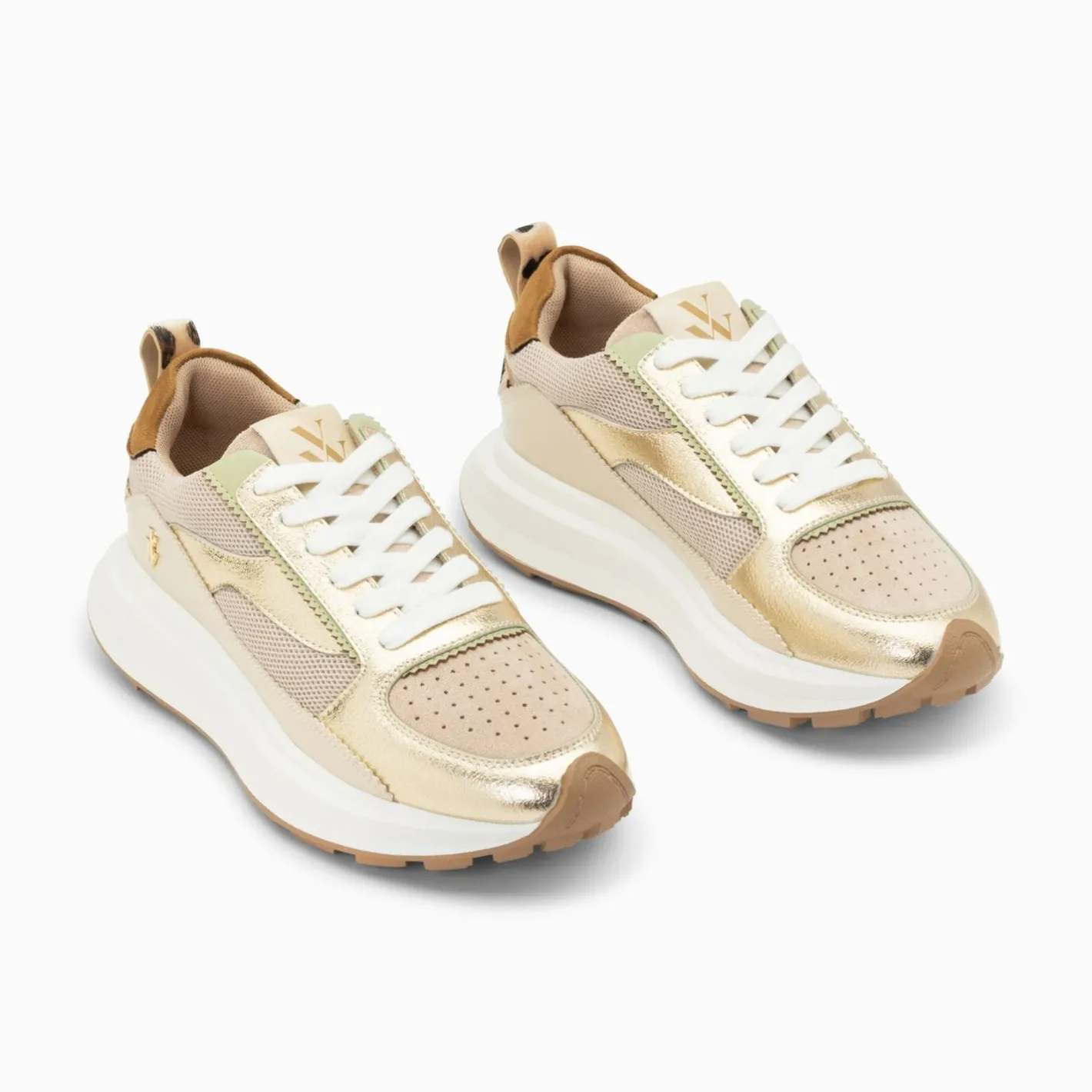 Vanessa Wu Baskets Emma Or Et Beige A Semelle Oversize Online