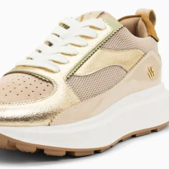 Vanessa Wu Baskets Emma Or Et Beige A Semelle Oversize Online