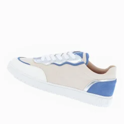 Vanessa Wu Baskets Enora En Toile Beige A Details Bleu Et Argent Online