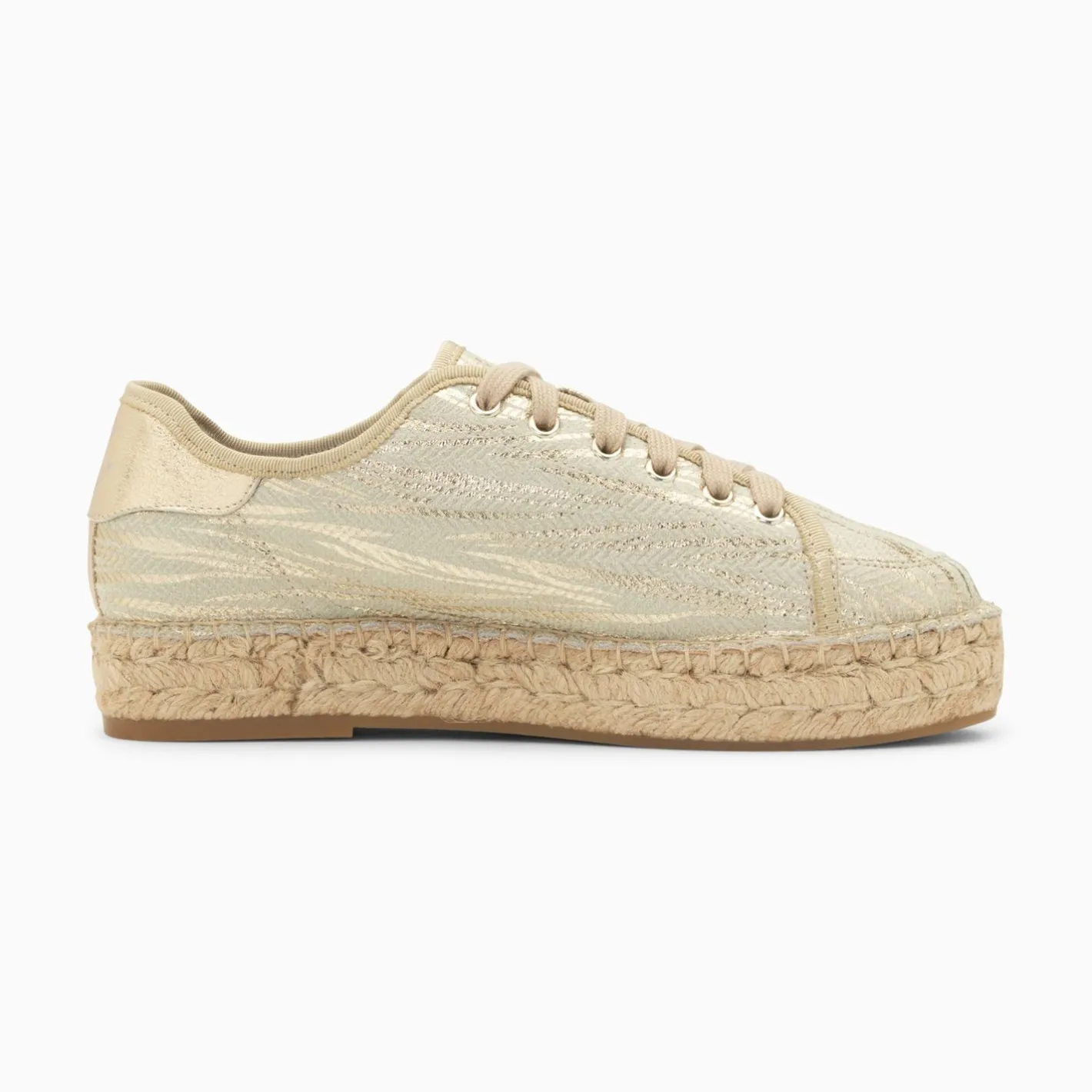 Vanessa Wu Baskets Espadrilles Kourtney Or Imprime Zebre A Lacets Discount