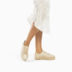 Vanessa Wu Baskets Espadrilles Kourtney Or Imprime Zebre A Lacets Discount