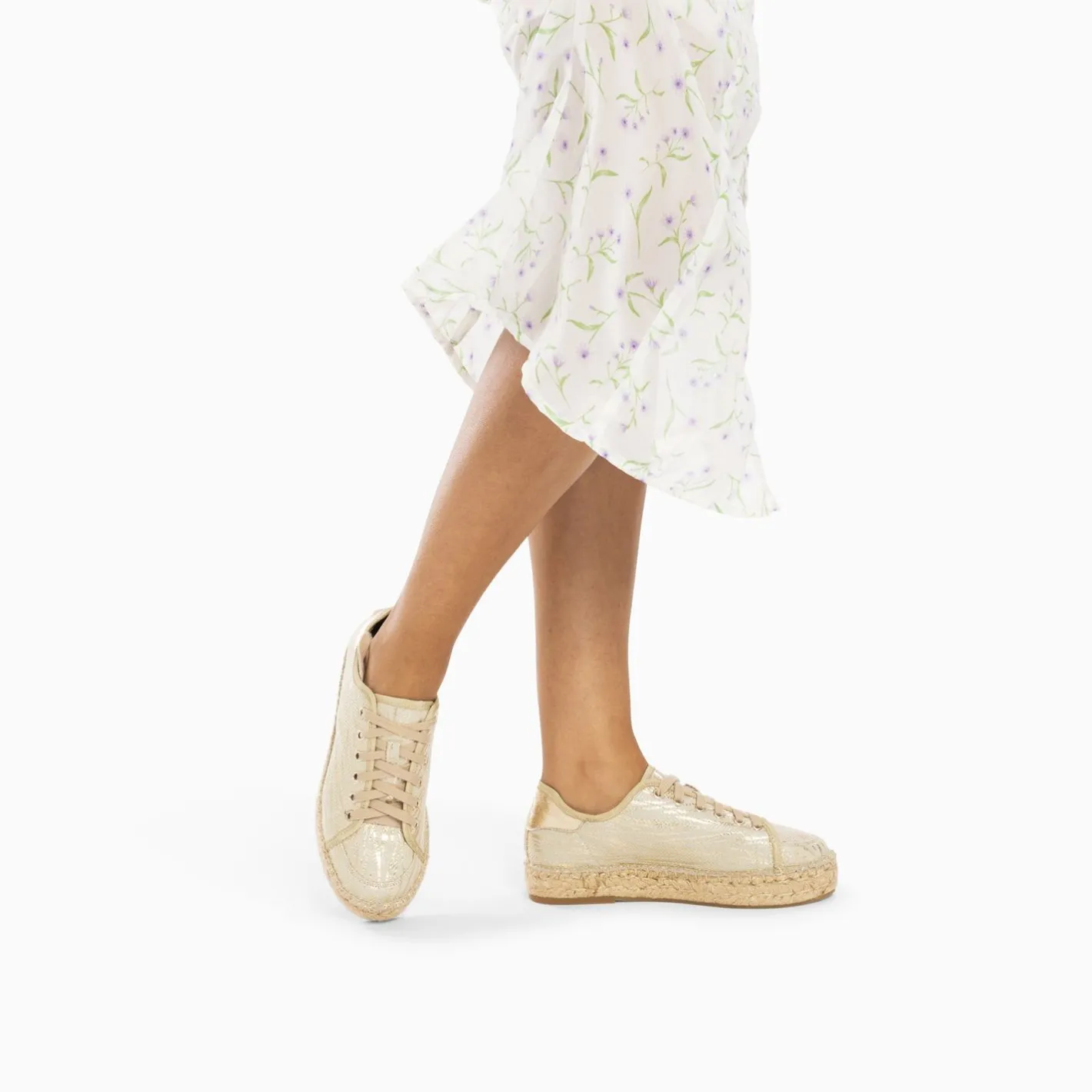 Vanessa Wu Baskets Espadrilles Kourtney Or Imprime Zebre A Lacets Discount