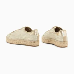 Vanessa Wu Baskets Espadrilles Kourtney Or Imprime Zebre A Lacets Discount